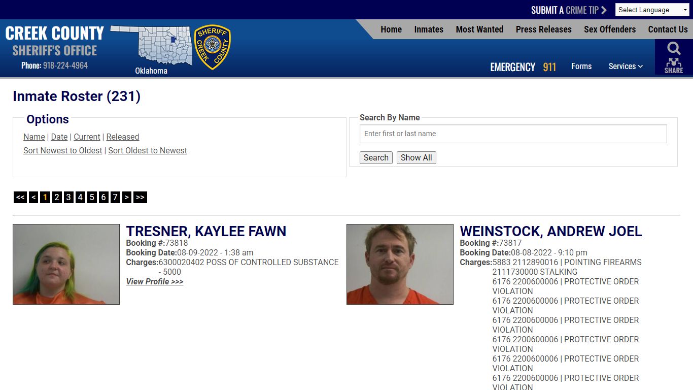 Inmate Roster - Creek County Sheriff