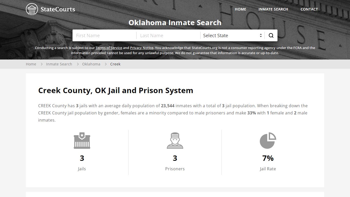 Creek County, OK Inmate Search - StateCourts