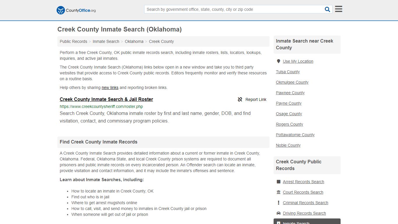 Inmate Search - Creek County, OK (Inmate Rosters & Locators)